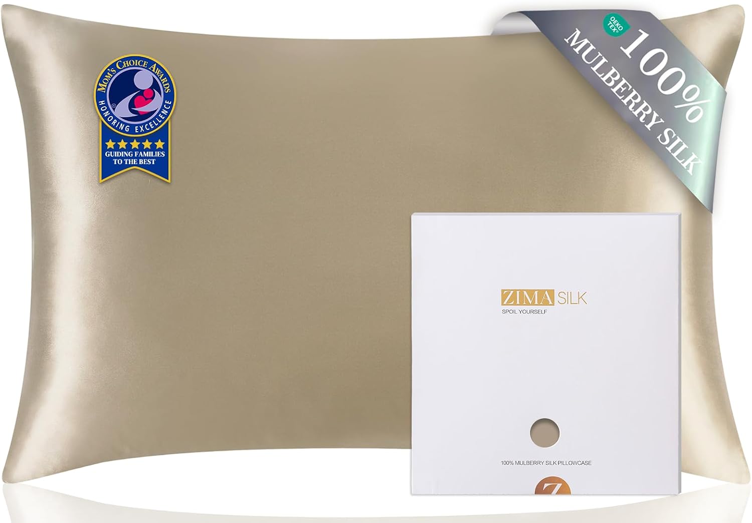 ZIMASILK 100% Pure Mulberry Silk Pillow Cases for Hair and Skin, Soft, Hypoallergenic & Smooth, Both Sides Grade 6A Silk, with Hidden…