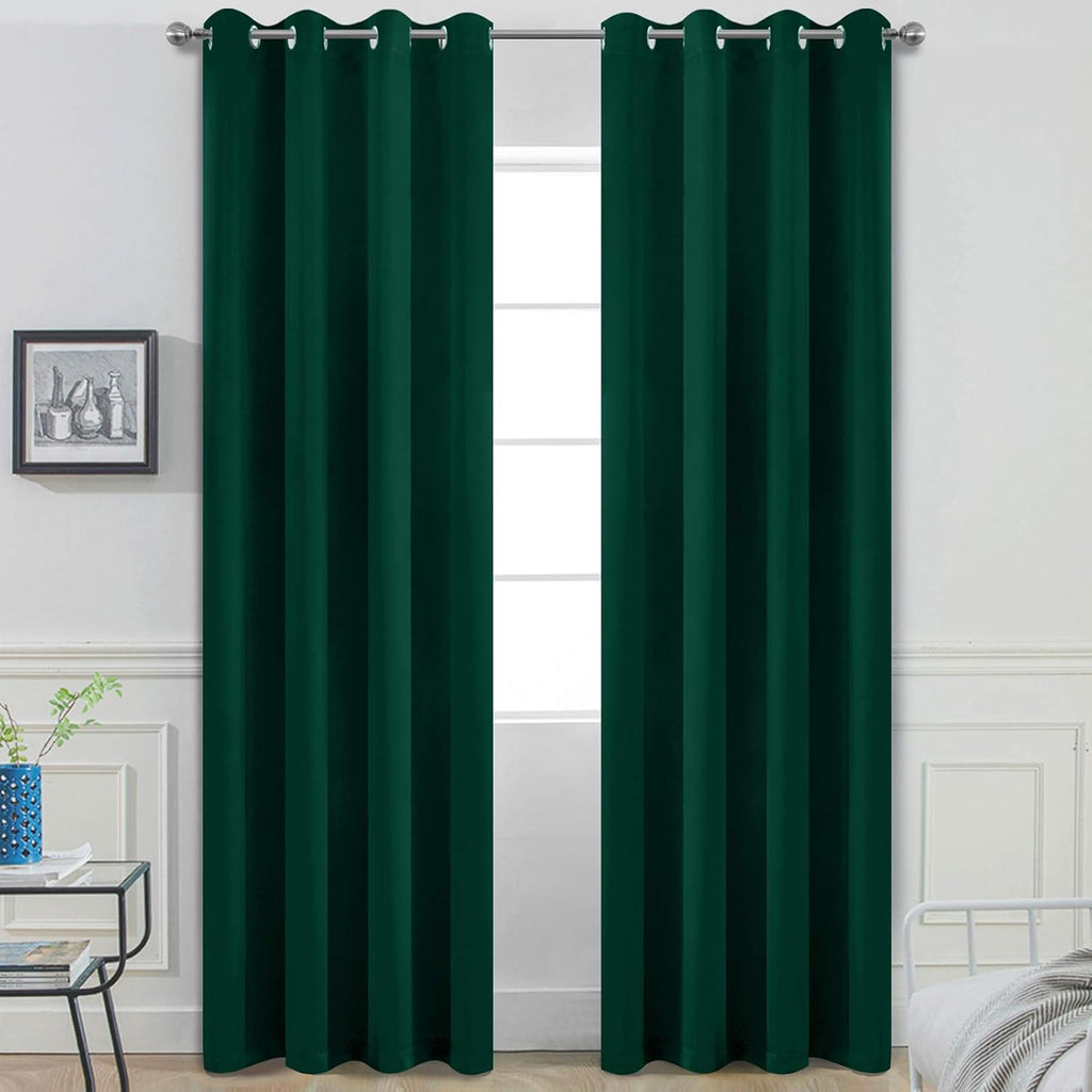 Yakamok 96 Inch Long Dark Green Blackout Curtains Room Darkening Thermal Insulated with Grommet Window Curtains for Bedroom, Light…