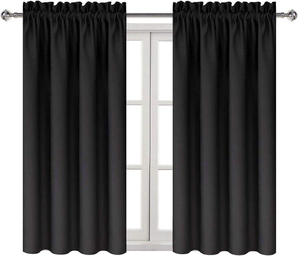 Dwcn Black Blackout Curtains for Bedroom – Rod Pocket Thermal Insulated Energy Saving Drapes for Living Room and Bedroom, W 38 x L 54 Inch,…