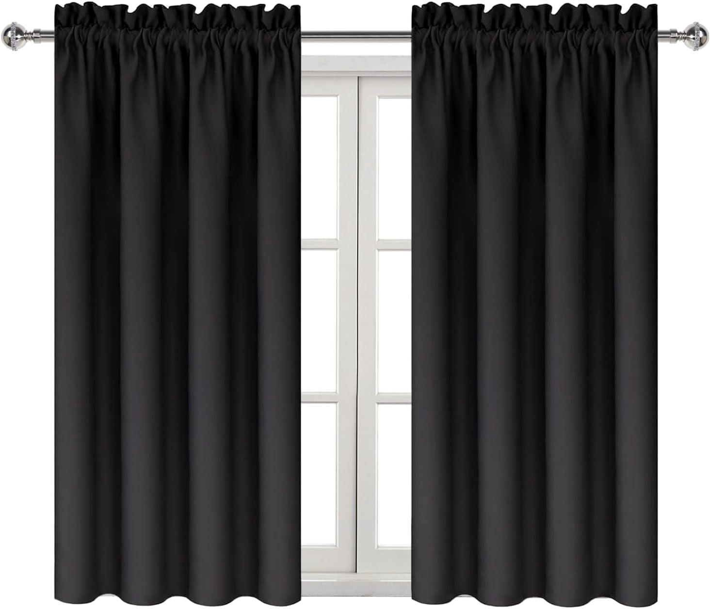 Dwcn Black Blackout Curtains for Bedroom –Rod Pocket Thermal Insulated Room Darkening Drapes for Living Room, W 42 x L 54 Inch, 2 Panels 54…