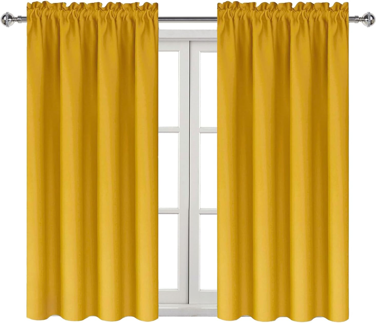 Dwcn Yellow Room Darkening Blackout Curtains - Thermal Insulated Privacy Energy Saving Window Curtain Drapes 42 x 45 inch Length, Set of 2…