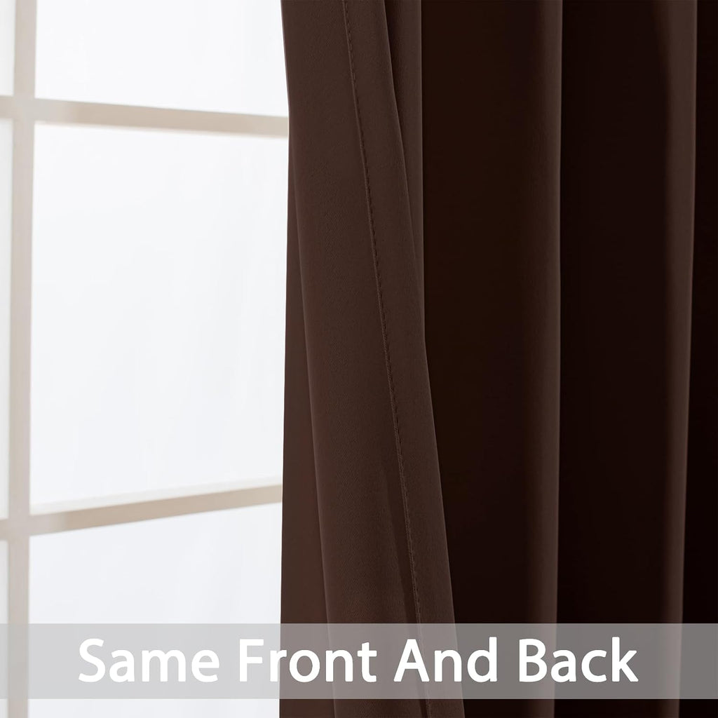 Yakamok Premium Room Darkening Thermal Insulated Curtains for Bedroom/Living Room - Classic Grommet Top (2 Panels, Chocolate Brown, 38…