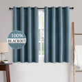 Miulee Linen Texture Curtains for Bedroom Solid 100% Blackout Thermal Insulated Dusty Blue Curtains Grommet Room Darkening Drapes Luxury De…