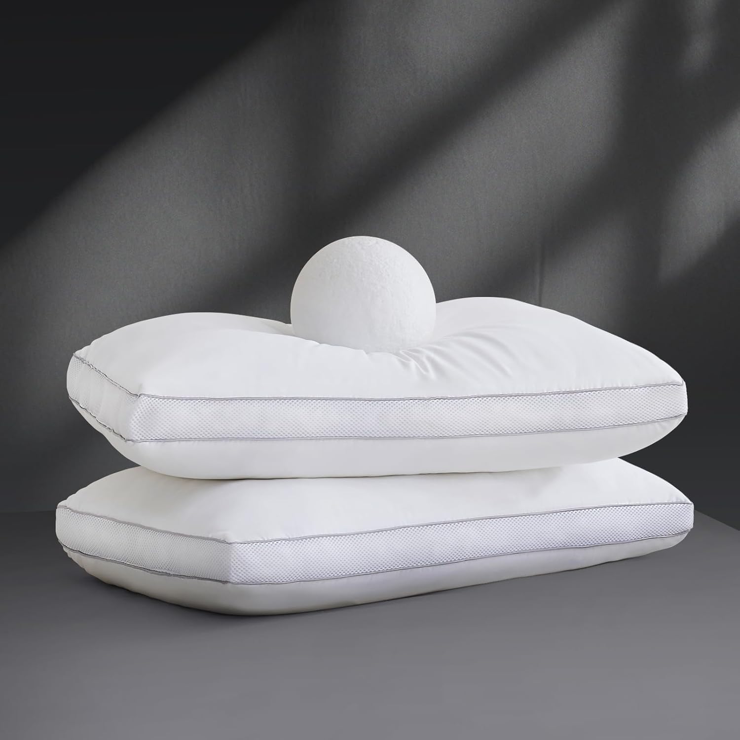 Goose Down Bed Pillows Queen Size Set of 2 (White), Hotel Collection Pillows for Sleeping, Gusseted Pillow for Side, Back, or Stomach…