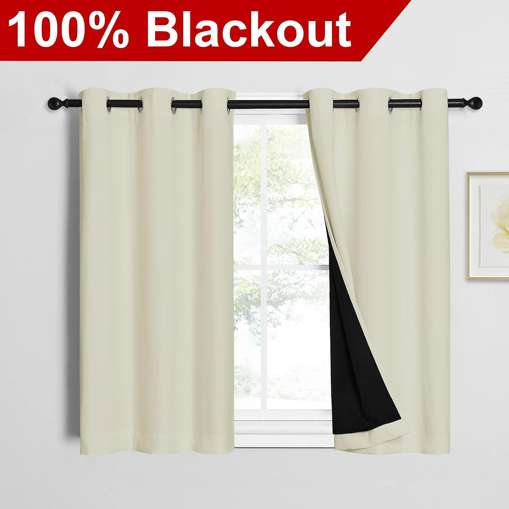 Nicetown Cold Reducing Curtains, Bedroom Full Blackout Panels, Super Thick Insulated Window Covers, Complete Blackout Draperies with Black…