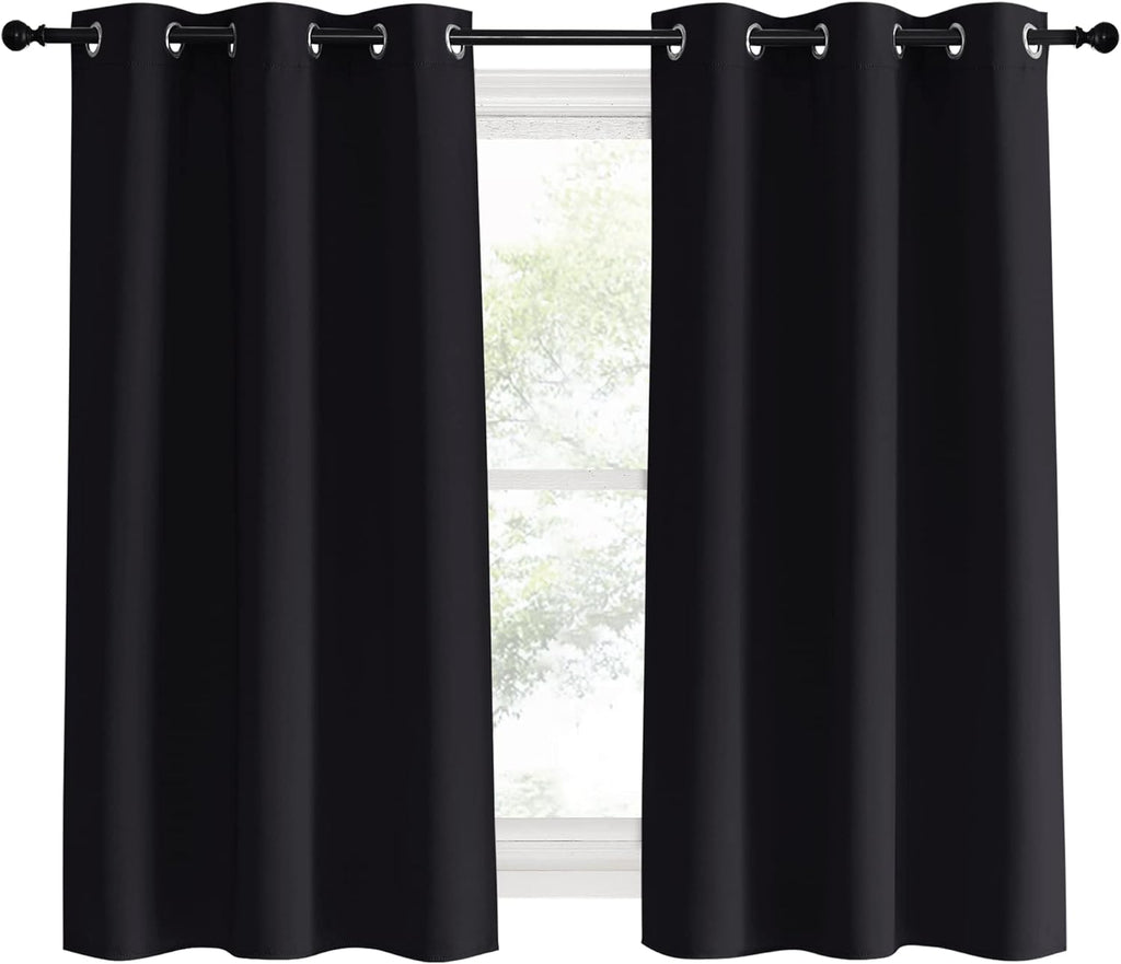 NICETOWN Living Room Blackout Curtains and Drapes, 2 Panels, 42 inches Wide by 60 inches Long, Black Solid Thermal Insulated Grommet…
