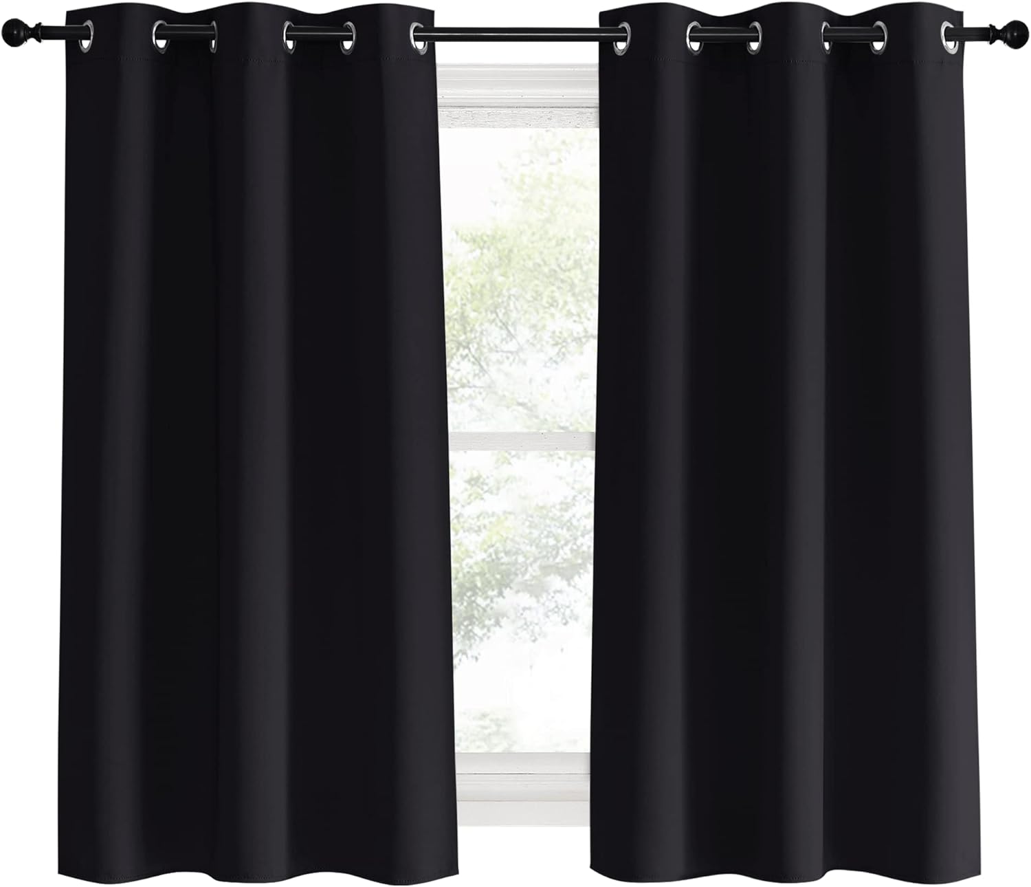 NICETOWN Living Room Blackout Curtains and Drapes, 2 Panels, 42 inches Wide by 60 inches Long, Black Solid Thermal Insulated Grommet…