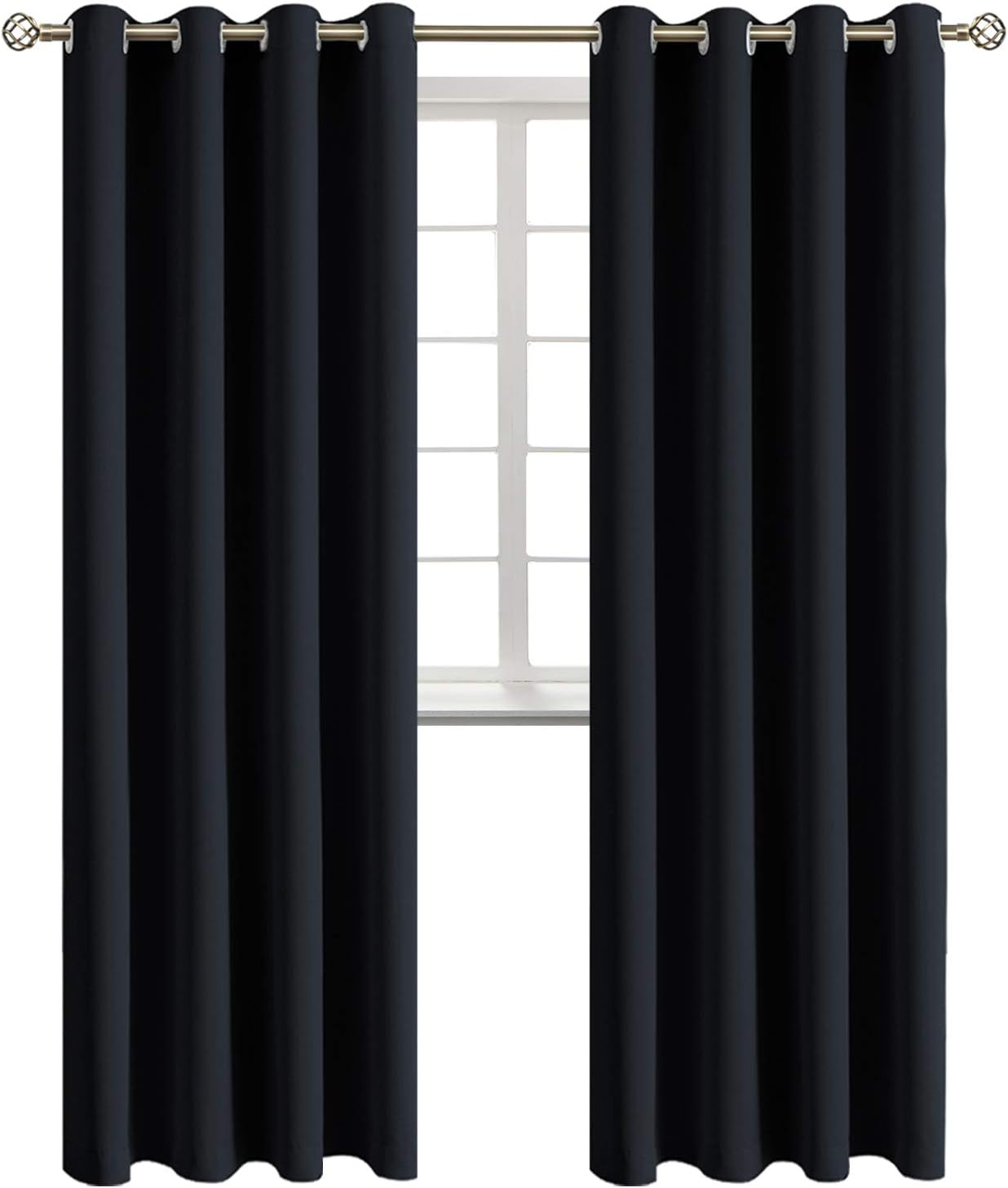 BGment Blackout Curtains - Grommet Thermal Insulated Room Darkening Bedroom and Living Room Curtains, Set of 2 Panels (52 x 120 Inch, Black…