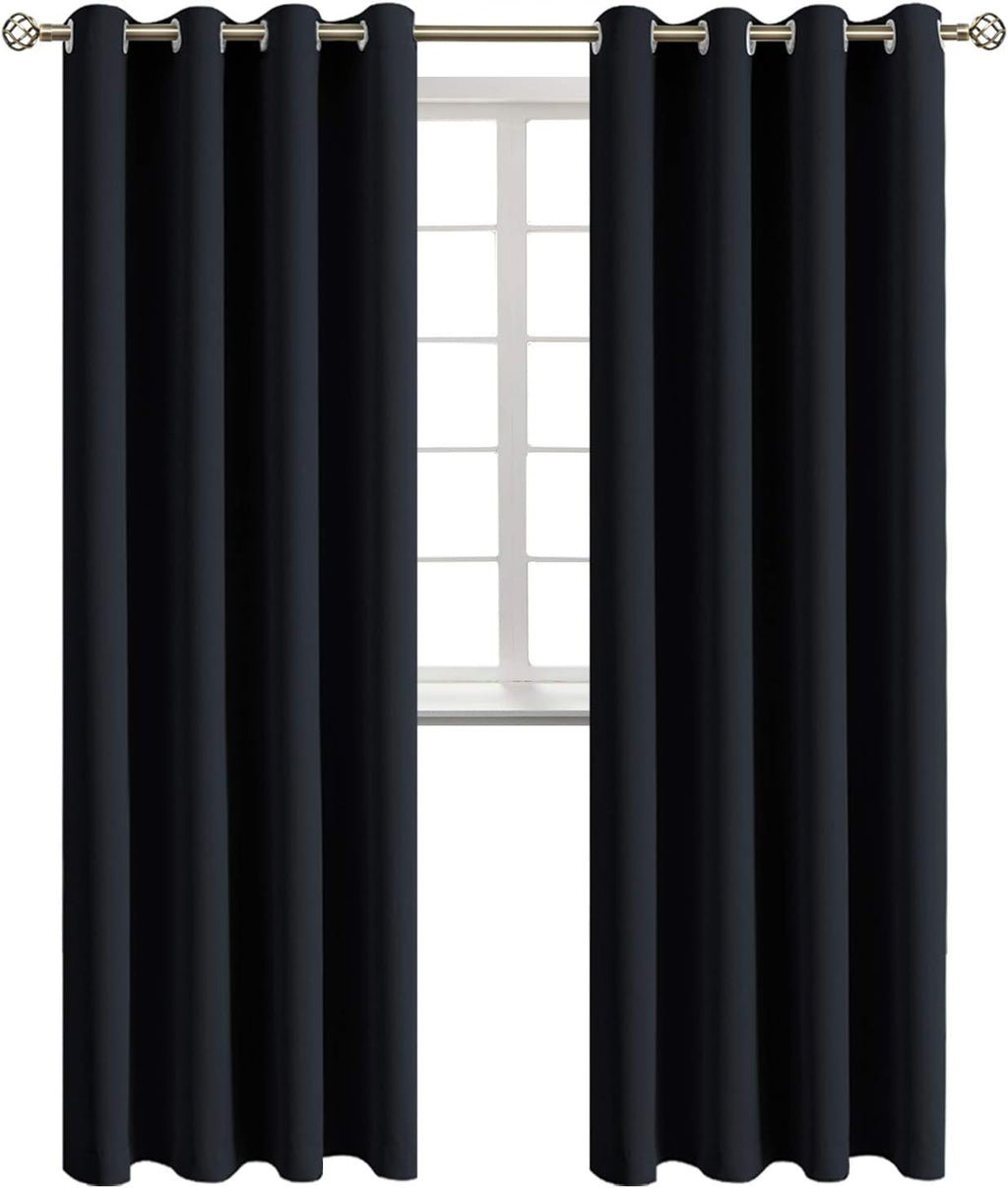 BGment Blackout Curtains - Grommet Thermal Insulated Room Darkening Bedroom and Living Room Curtains, Set of 2 Panels (52 x 108 Inch, Black…