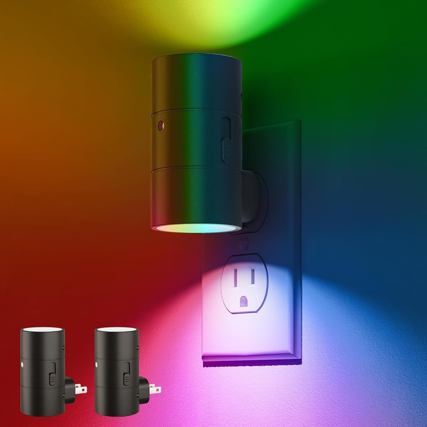 Volisun Led Night Light Plug into Wall, 6 RGB Night Lights with Light Sensor, Color Changing Mode, Dimmable Night Light for Christmas, Hall…
