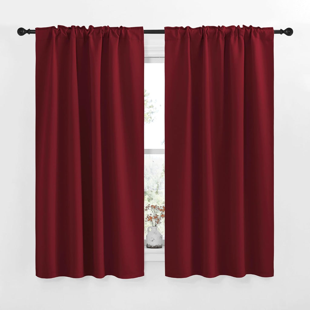 NICETOWN Blackout Curtain Panels for Living Room - (Burgundy Red Color) 42x63 Inch, 2 Panels Set, Thermal Insulated Room Darkening…