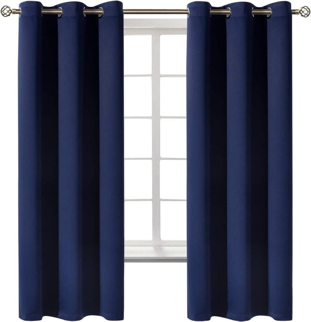 BGment Blackout Curtains for Bedroom 63 Inches Long - Navy Blue Room Darkening Thermal Insulated Sunlight Blocking Grommet Window Drapes fo…