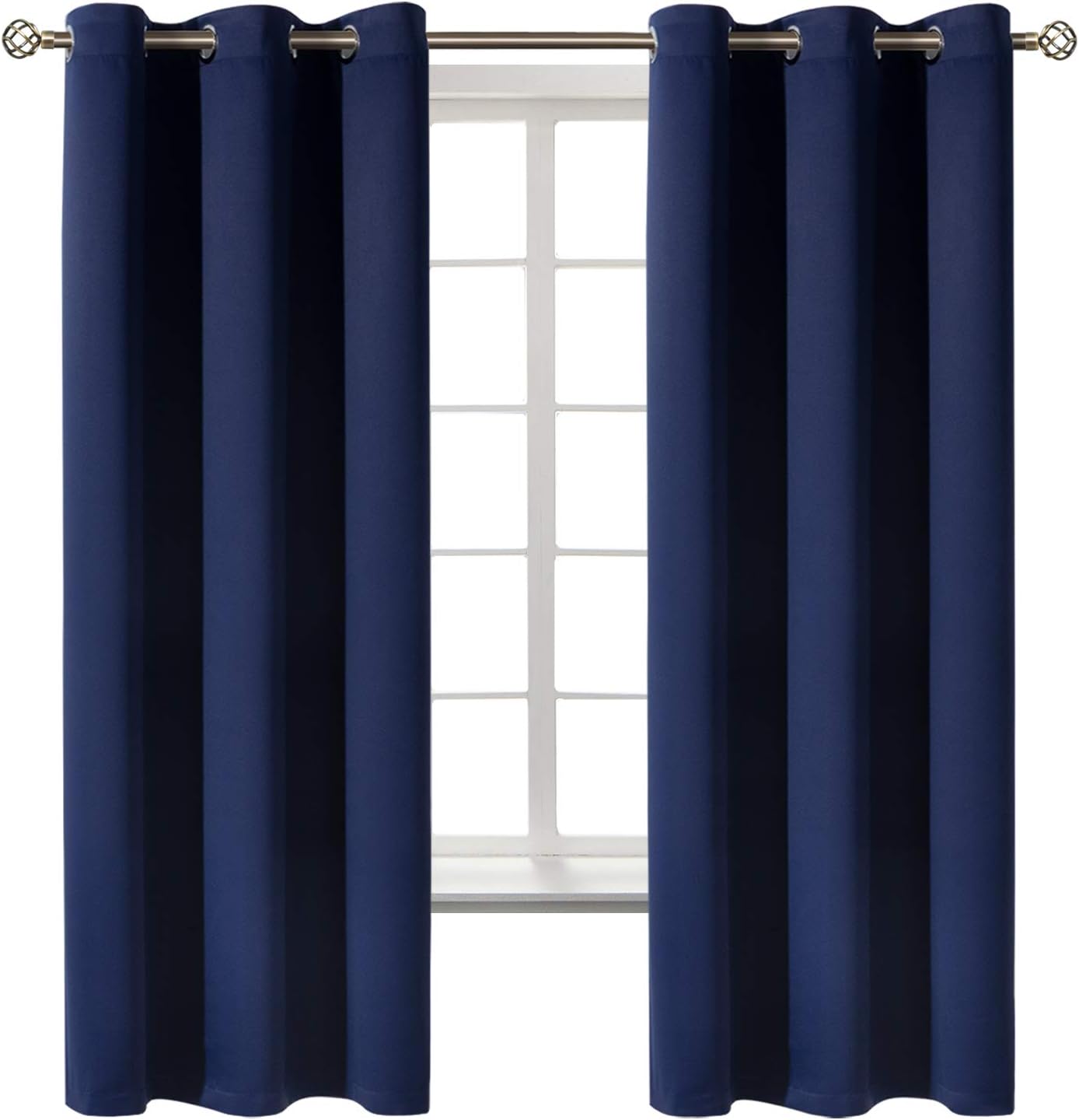 BGment Blackout Curtains for Bedroom 63 Inches Long - Navy Blue Room Darkening Thermal Insulated Sunlight Blocking Grommet Window Drapes fo…