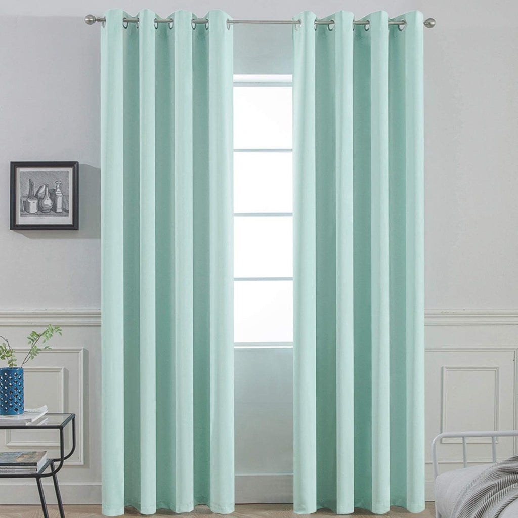 Yakamok Blackout Curtains Room Darkening Thermal Insulated Window Panels, Solid Grommet Top Drapes for Bedroom/Living Room(52Wx90L, Aqua…