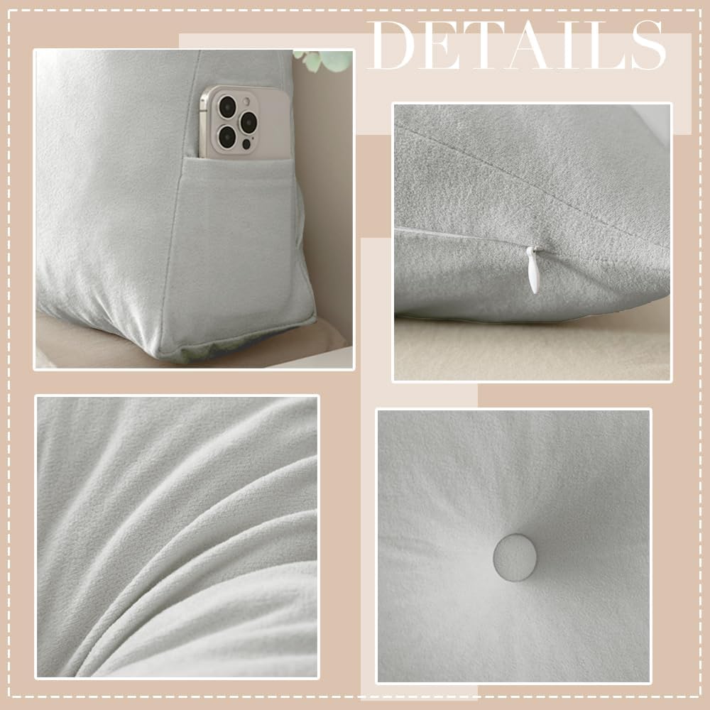 Dorm Headboard Pillows Twin XL Wedge Headboard Pillow Long Backrest Positioning Support for Daybed Reading Backrest Pillow with Side…