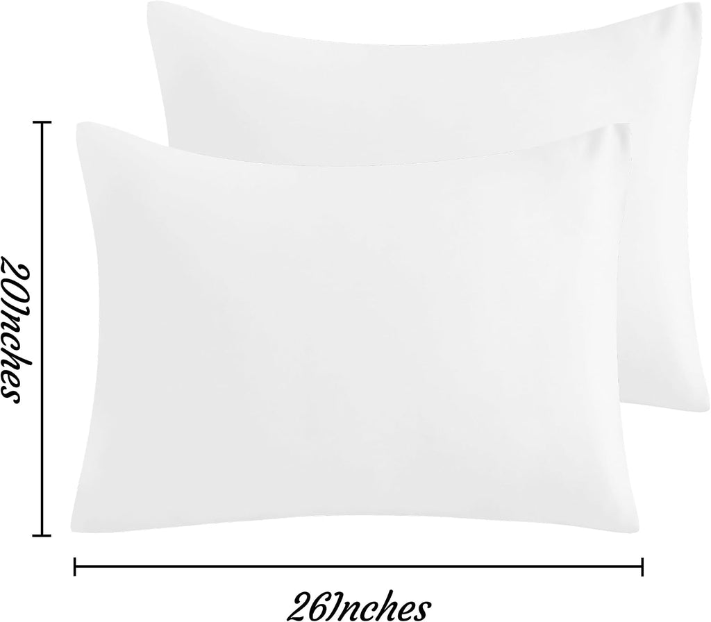 Ntbay Standard Pillow Cases Set of 2, 2 Pack Brushed Microfiber 20x26 Pillow Cases, Soft, Wrinkle, Fade, Stain Resistant White Pillow Cases…