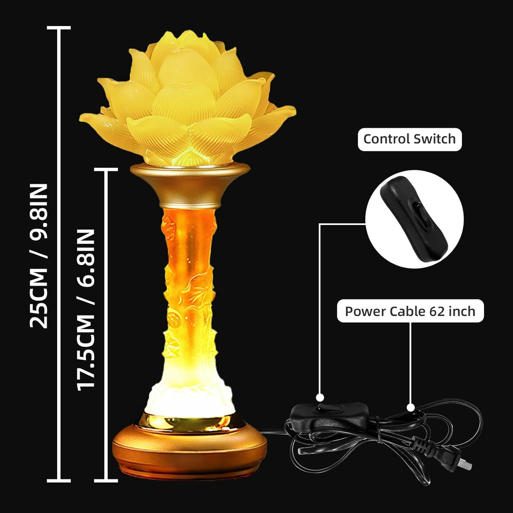 10inch 1 Pair-7 Color LED Lotus Flower Lamp - Petal Lotus Buddhist Lamp Lights, Buddha Lamp Light with Adjustable Switch for Buddhist…