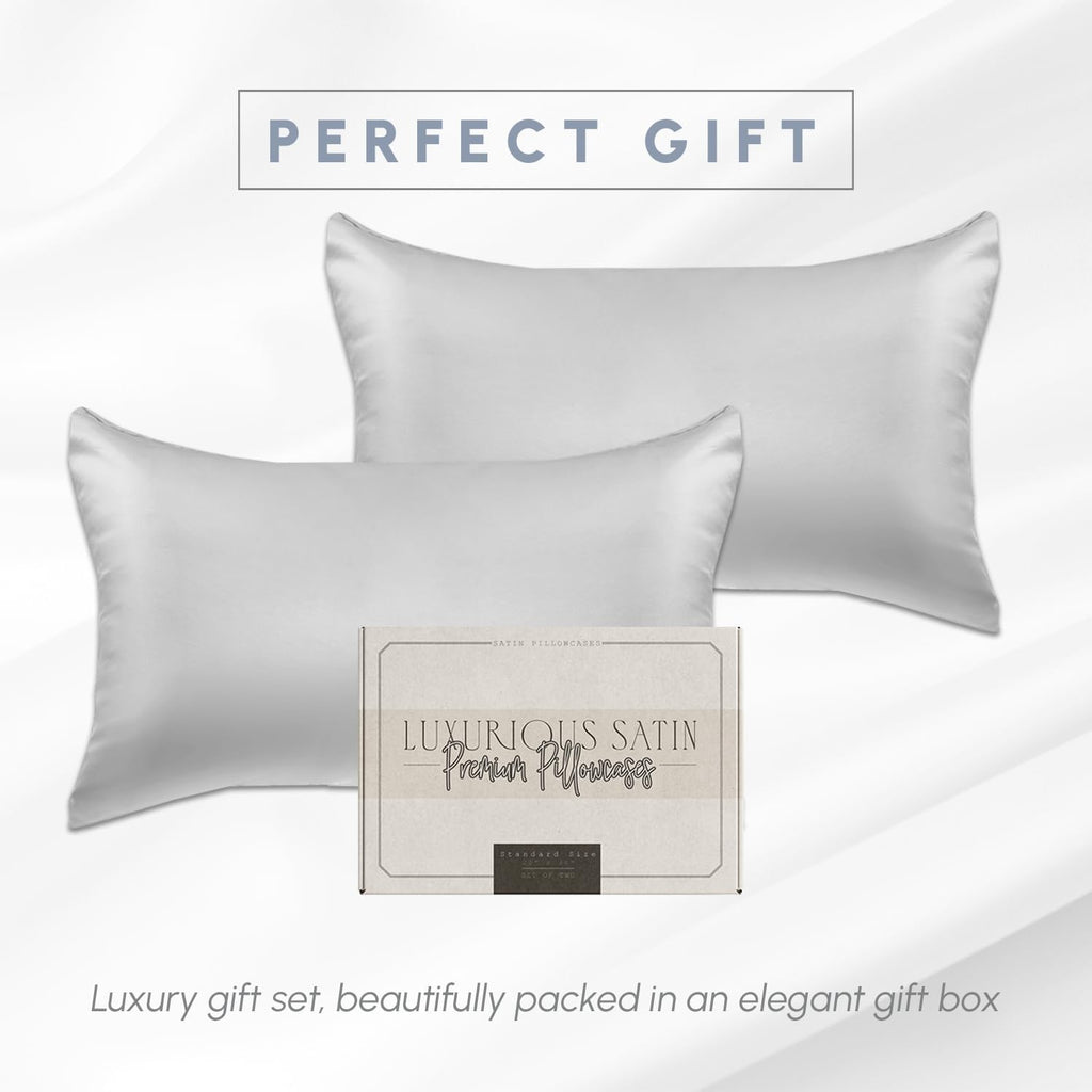 Elegantcomfort Elegant Comfort 2-Pack Cooling Viscose Satin Pillowcase Set with Hidden Zipper Closure, Silky Smooth for Hair and fabric…
