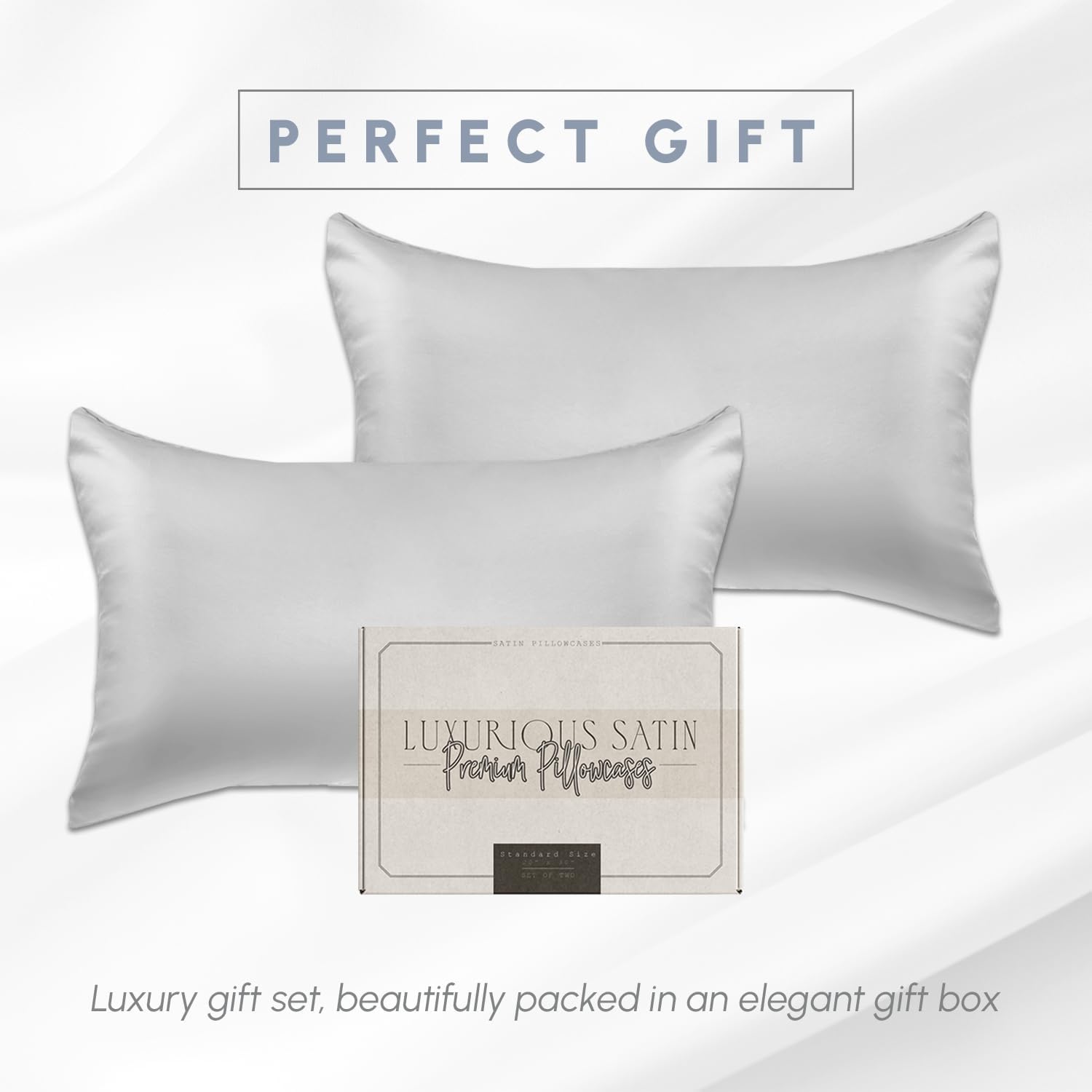 Elegantcomfort Elegant Comfort 2-Pack Cooling Viscose Satin Pillowcase Set with Hidden Zipper Closure, Silky Smooth for Hair and fabric…