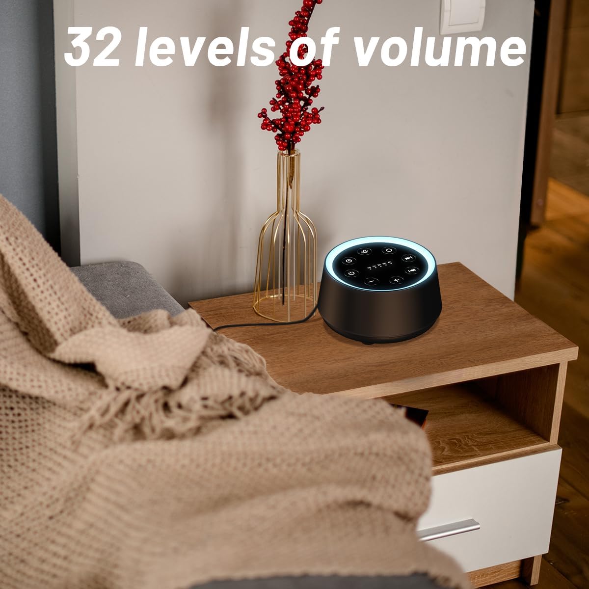 EasyHome Sleep Sound Machine White Noise Machines with 30 Soothing Sounds 12 Adjustable Night Light 10 Adjustment Brightness 32 Levels of V…