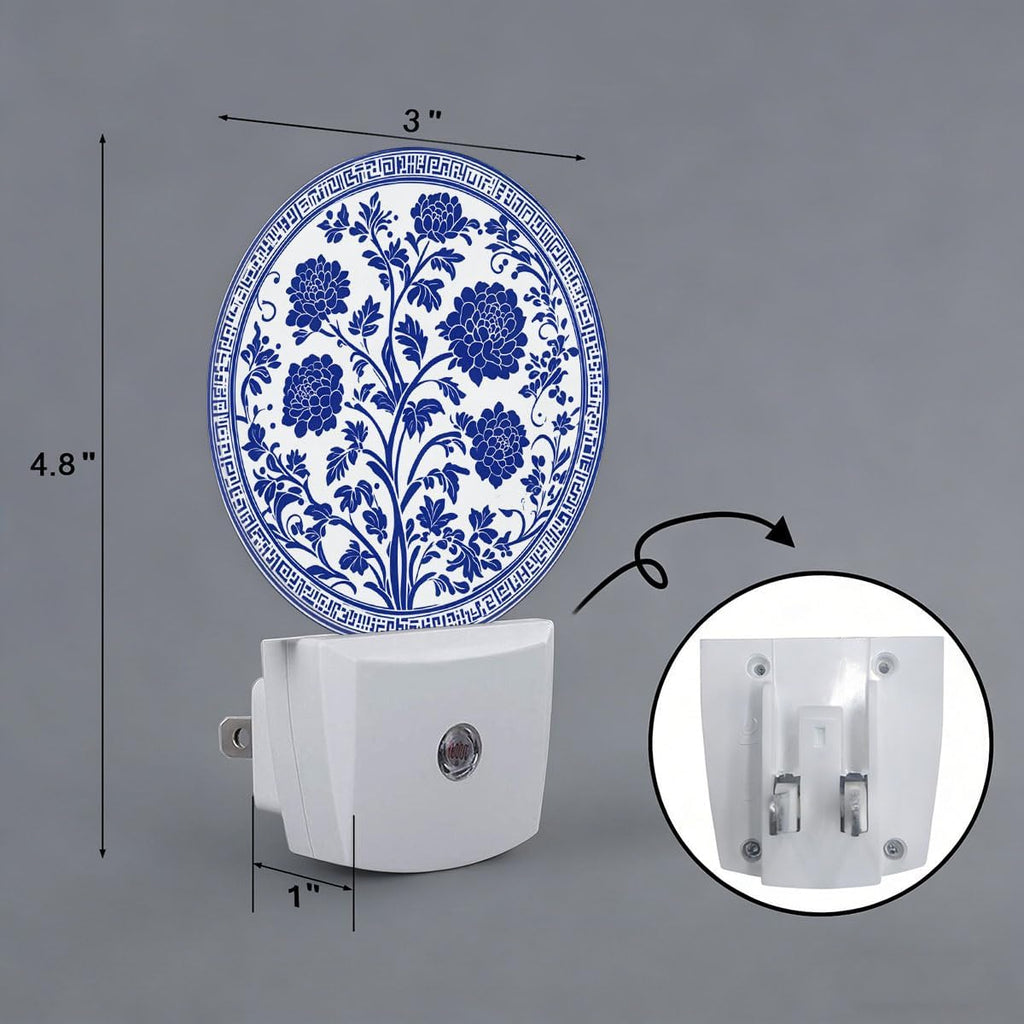 Blue Flower Night Light Auto Sensor Led Dusk to Dawn Lamp Home Decor for Men Women