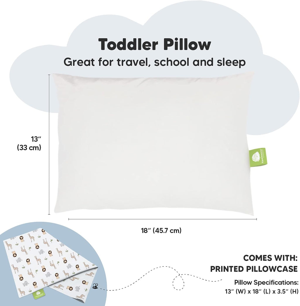 Toddler Pillow with Pillowcase - 13x18 My Little Dreamy Kids Travel Bed Pillows for Sleeping, Organic Cotton Small Pillowcase, Soft &…