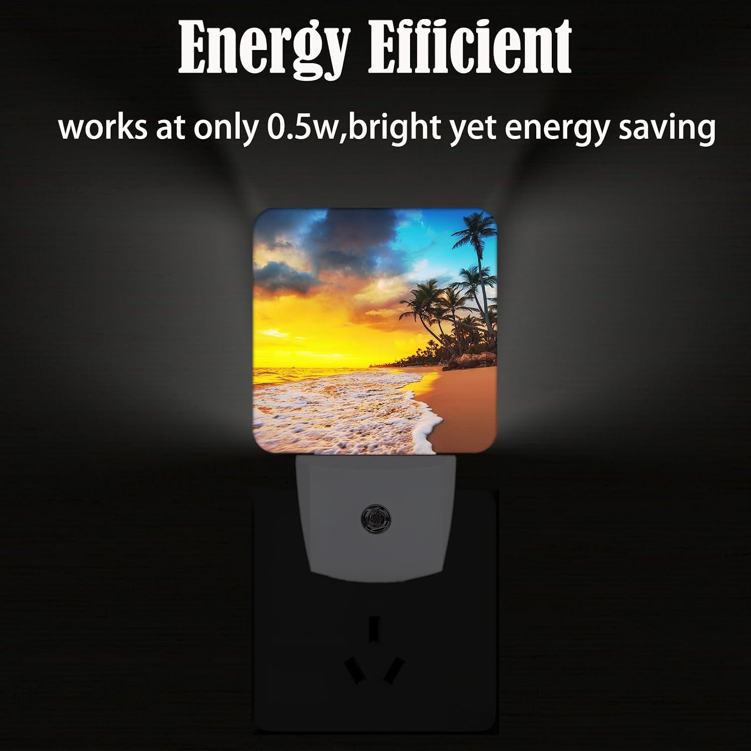 Sunset Beach Night Light, Plug Into Wall with Dusk to Dawn Light Sensors, Warm Nightlights for Bedroom, Bathroom, Hallway, Kitchen, Gifts…