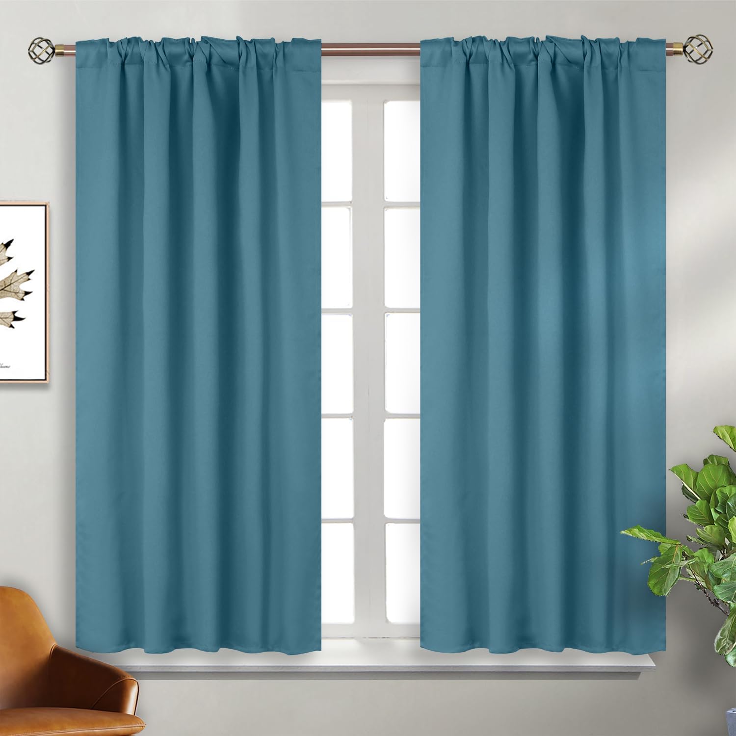 BGment Window Curtains for Bedroom - 45 Inch Rod Pocket and Back Tab Thermal Insulated Room Darkening Curtains for Living Room, 2 Curtain P…
