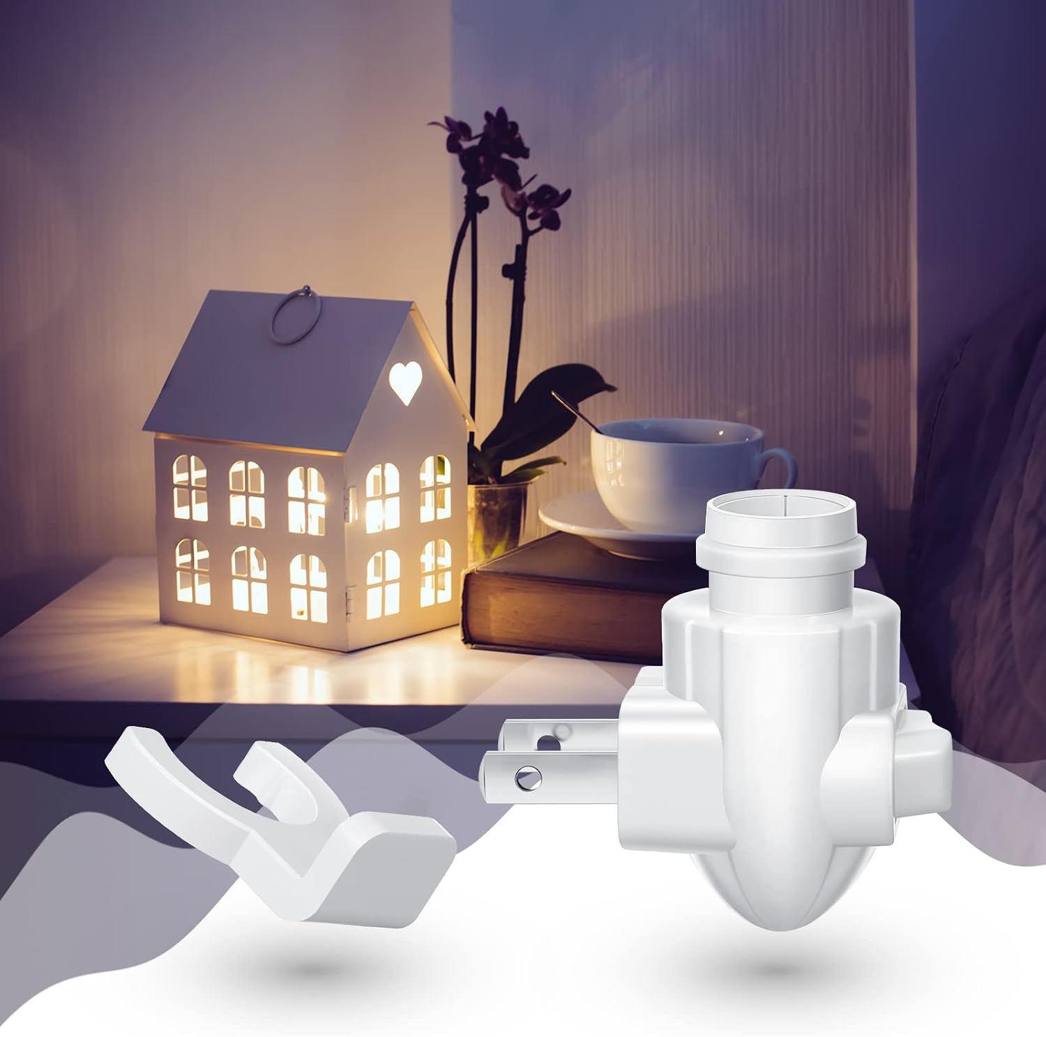 Tuanse 30 Sets Plug in Night Light Module Night Light Base with Shade Mounting Clip Plastic Lights Rotating Base for Making Your Own…