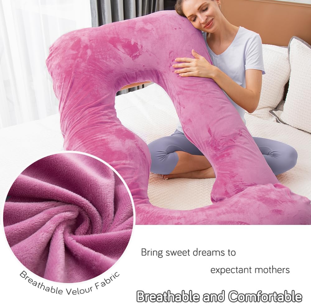 60 Inch Pregnancy Pillow for Sleeping, Extra Large U Shaped Body Pillow, Maternity Pillow for Pregnant Women (Purple)