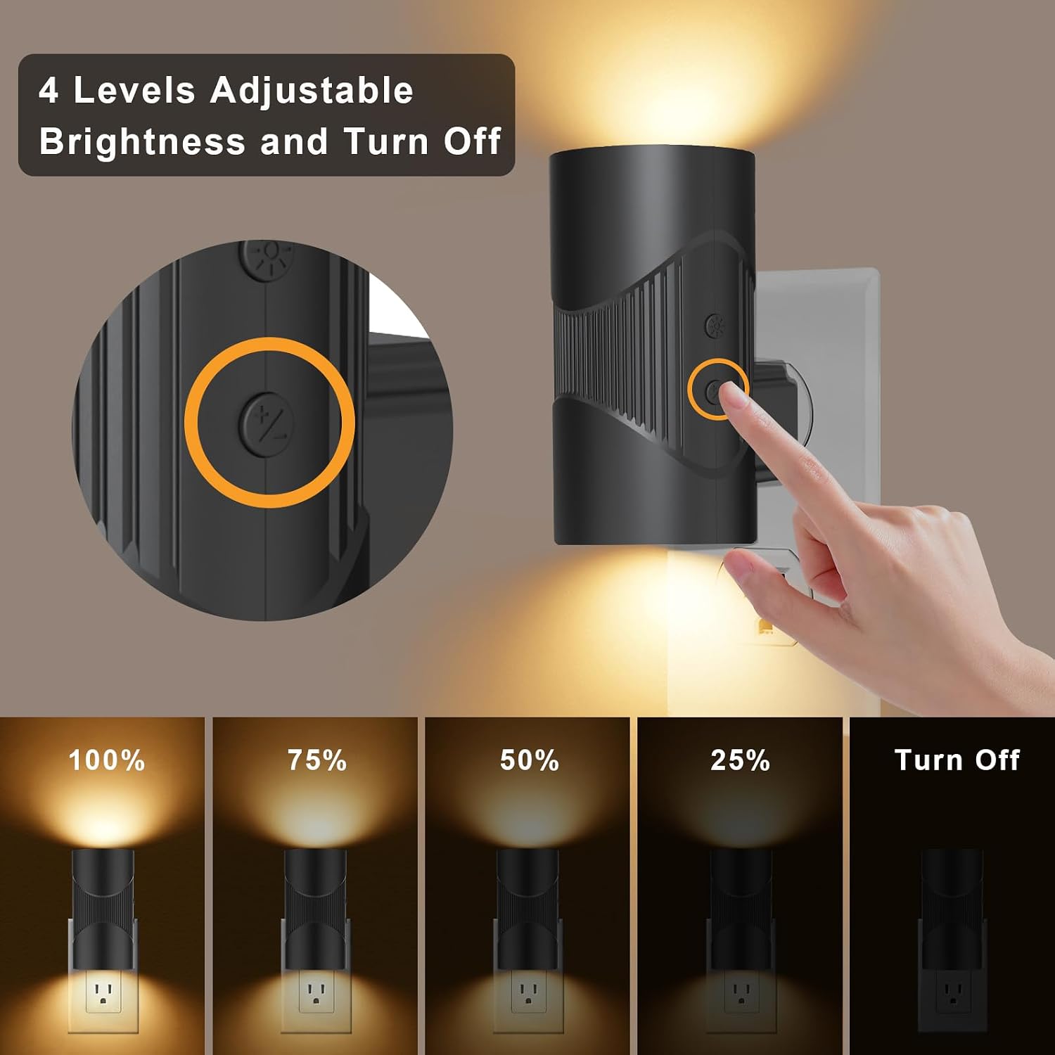 easuntec Night Lights Plug into Wall, Plug in Night Light, Night Light, Dusk to Dawn Light Sensor, 3 Light Modes, Dimmable Night Lights for…
