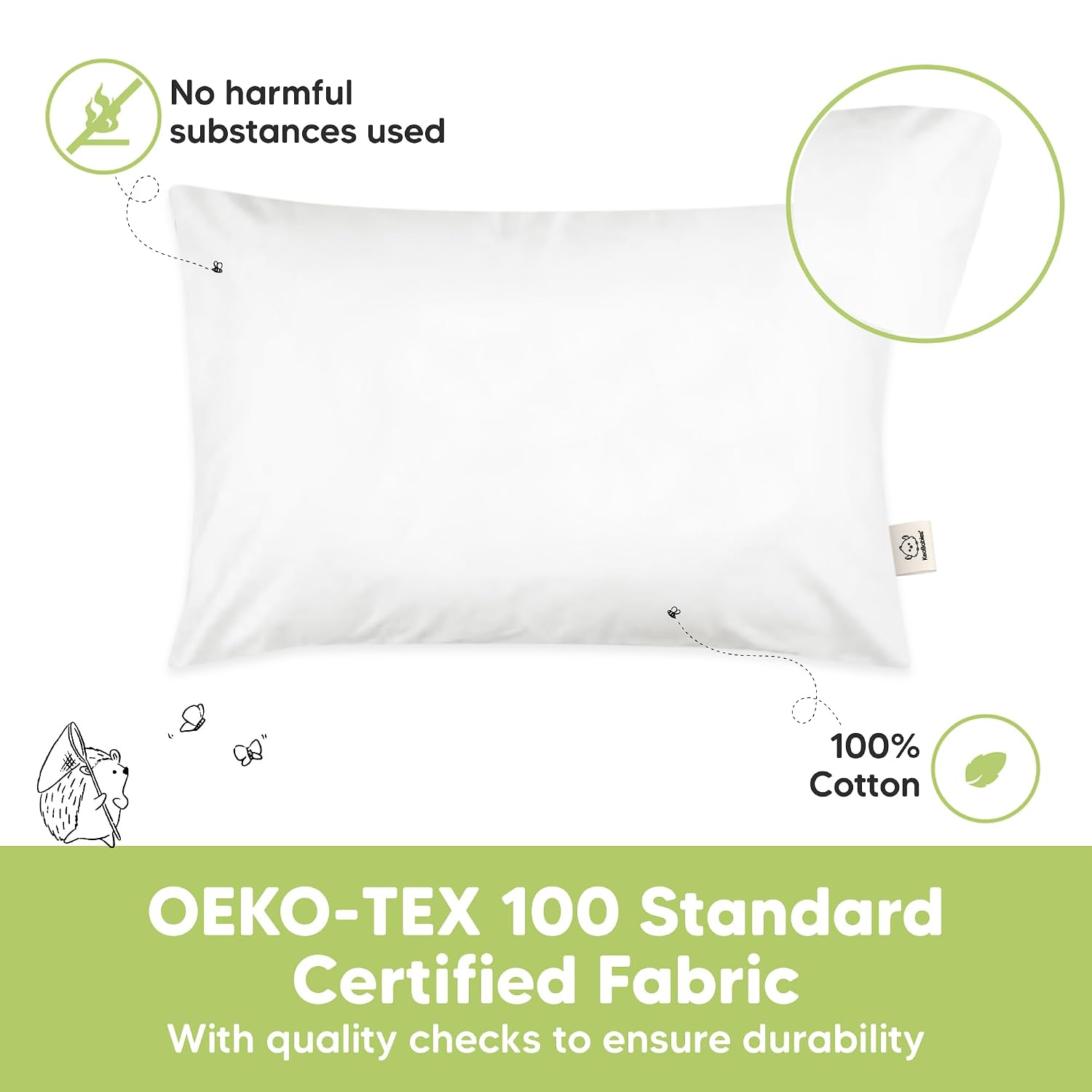 KeaBabies 1-Pack Toddler Pillows 2 Year Old to 5-13x18 Soft Organic Cotton Kids Pillow for Sleeping, Travel, School, Daycare, Nap…