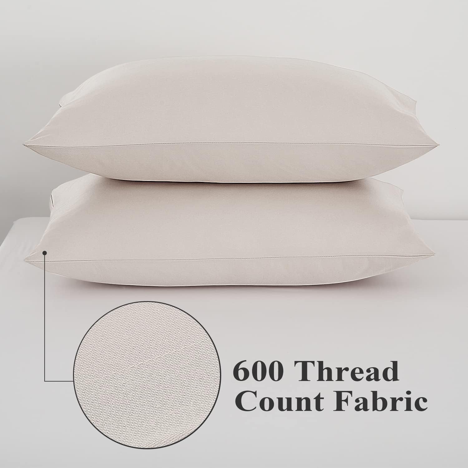 ShunjieHome 100% Egyptian Cotton Pillow Protectors Set of 2, 600 Thread Count Standard Bed Pillow Cases with Zipper, Sateen Weave Cooling P…