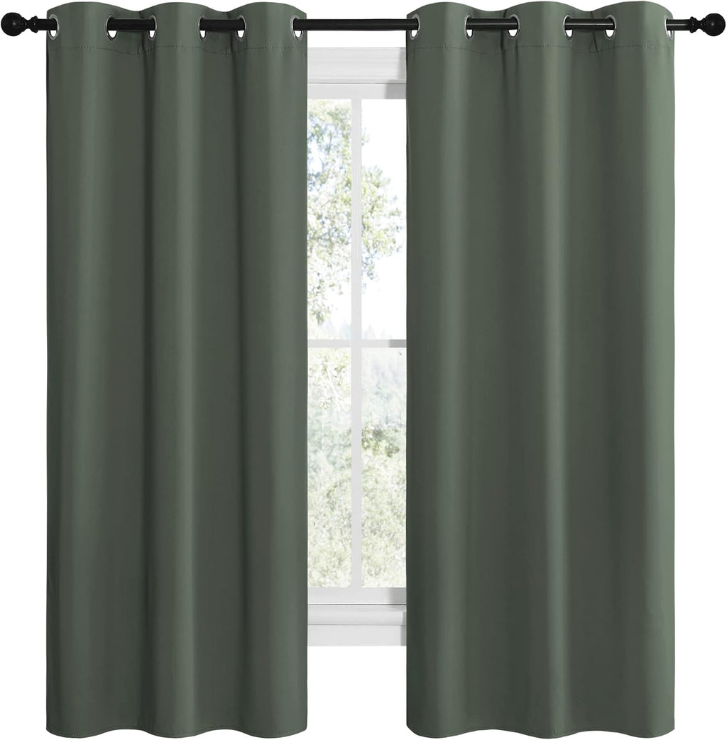 NICETOWN Blackout Curtain Panels, Home Decoration Thermal Insulated Solid Grommet Blackout Drape for Dining Room (Dark Mallard, 1 Pair…