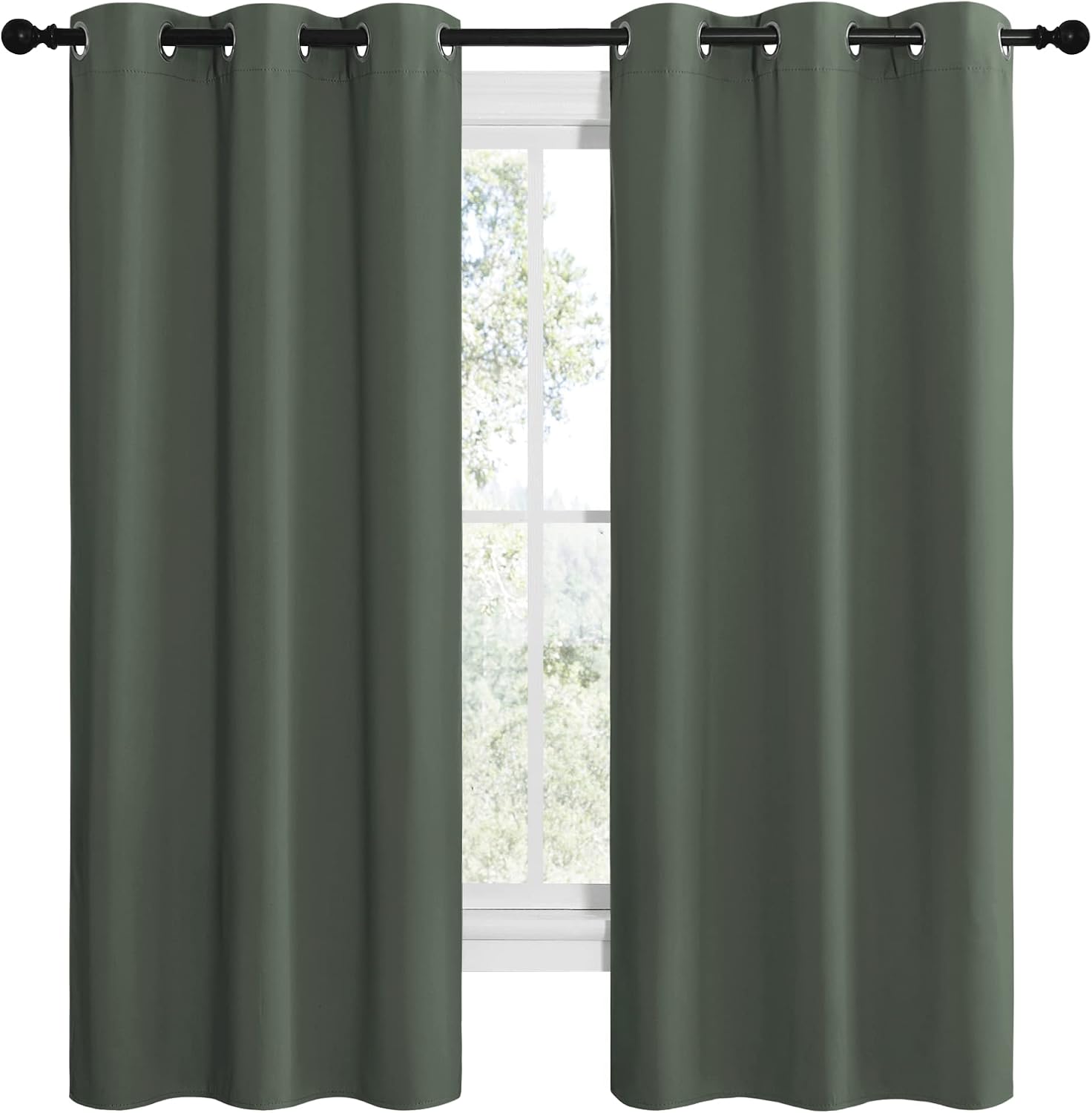 NICETOWN Blackout Curtain Panels, Home Decoration Thermal Insulated Solid Grommet Blackout Drape for Dining Room (Dark Mallard, 1 Pair…