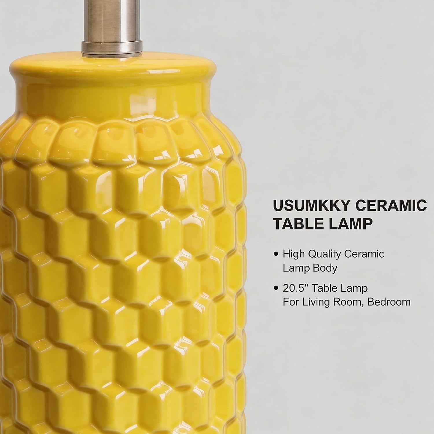 USumkky 20.5" Ceramic Table Lamps Set of 2 - Modern Farmhouse & Boho Style, Bedside Nightstand Lamps for Bedroom, Living Room End Table…