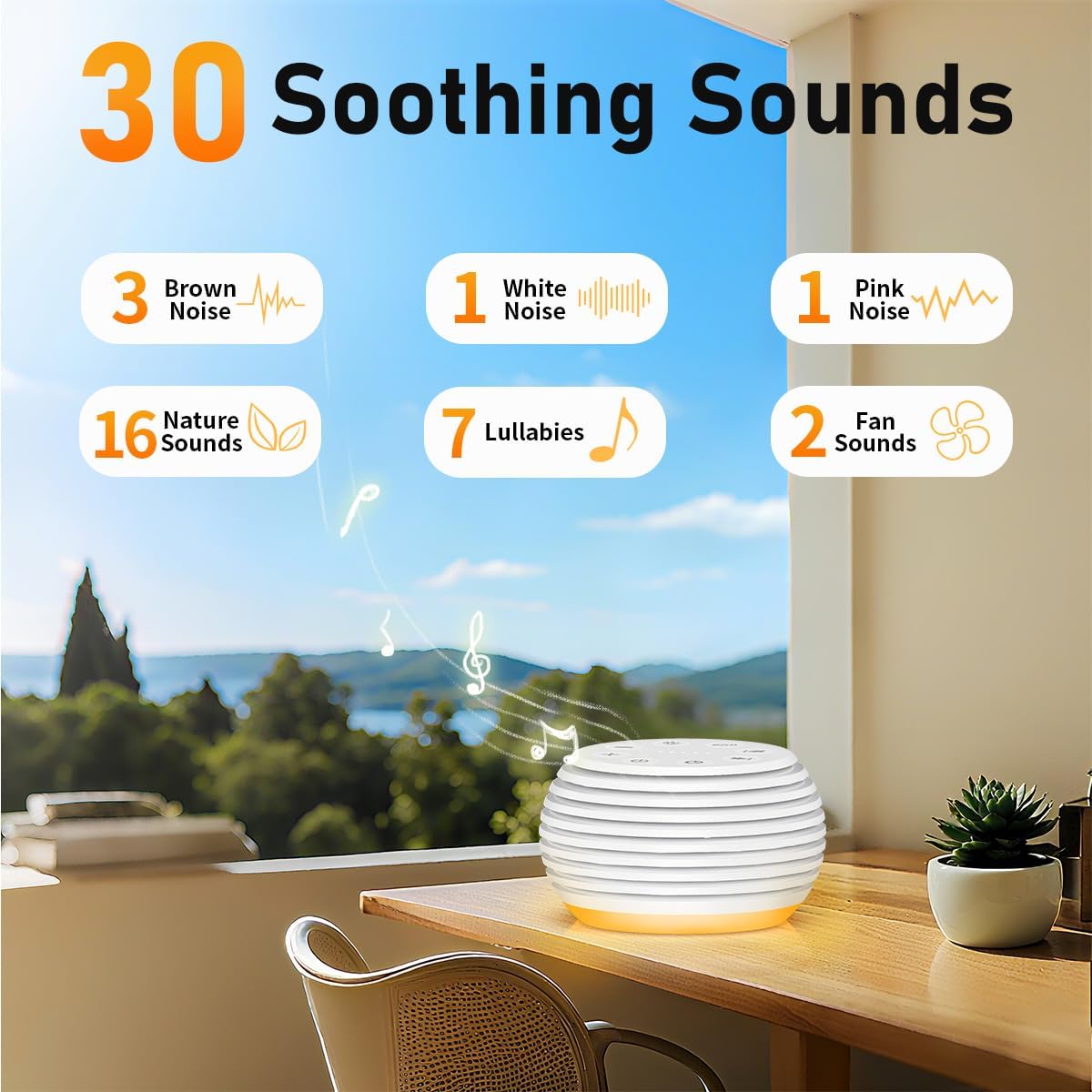 SleeZOO Portable Sound Machine White Noise Machine Sleep Machine with 30 Soothing Sounds 32 Volume Levels 5 Timers 12 Lights Memory…