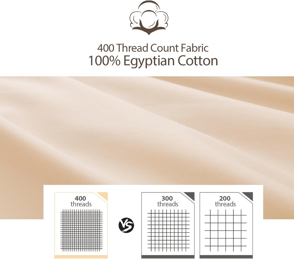 ShunjieHome Pillow Protector Standard Size 100% Egyptian Cotton Pillow Covers, 400 Thread Count Sateen Weave Cooling Pillow Cases with Zipp…