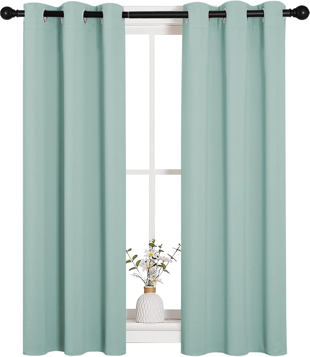 NICETOWN Thermal Insulated Curtains Blackout Draperies, Window Treatment Solid Grommet Room Darkening Drape Panels for Bedroom (Aqua…
