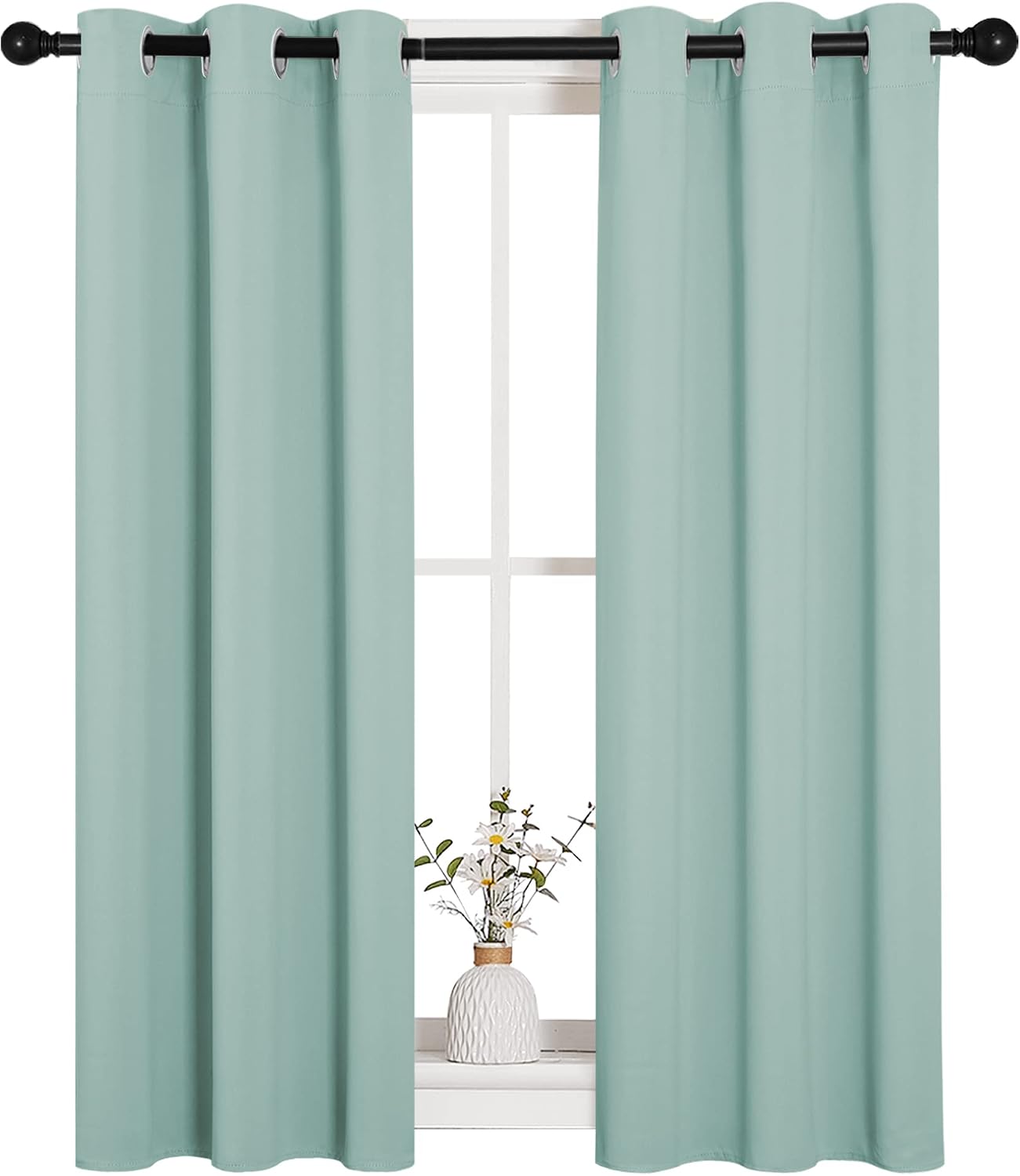 NICETOWN Thermal Insulated Curtains Blackout Draperies, Window Treatment Solid Grommet Room Darkening Drape Panels for Bedroom (Aqua…