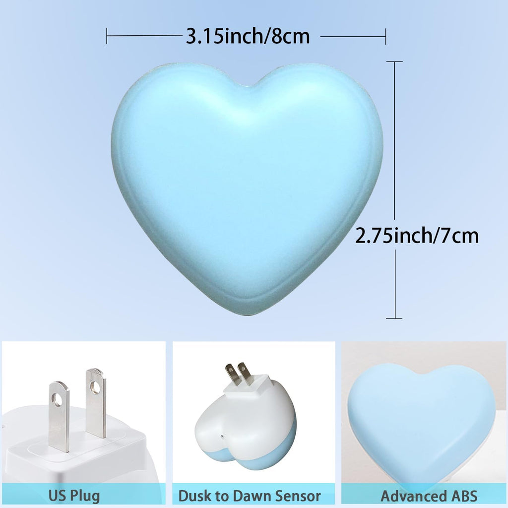 INZU Cute Night Light, Heart Night Light for Kids, LED Nightlight with Auto Dusk to Dawn Sensor, Nightlight Plug into Wall with Soft Warm…