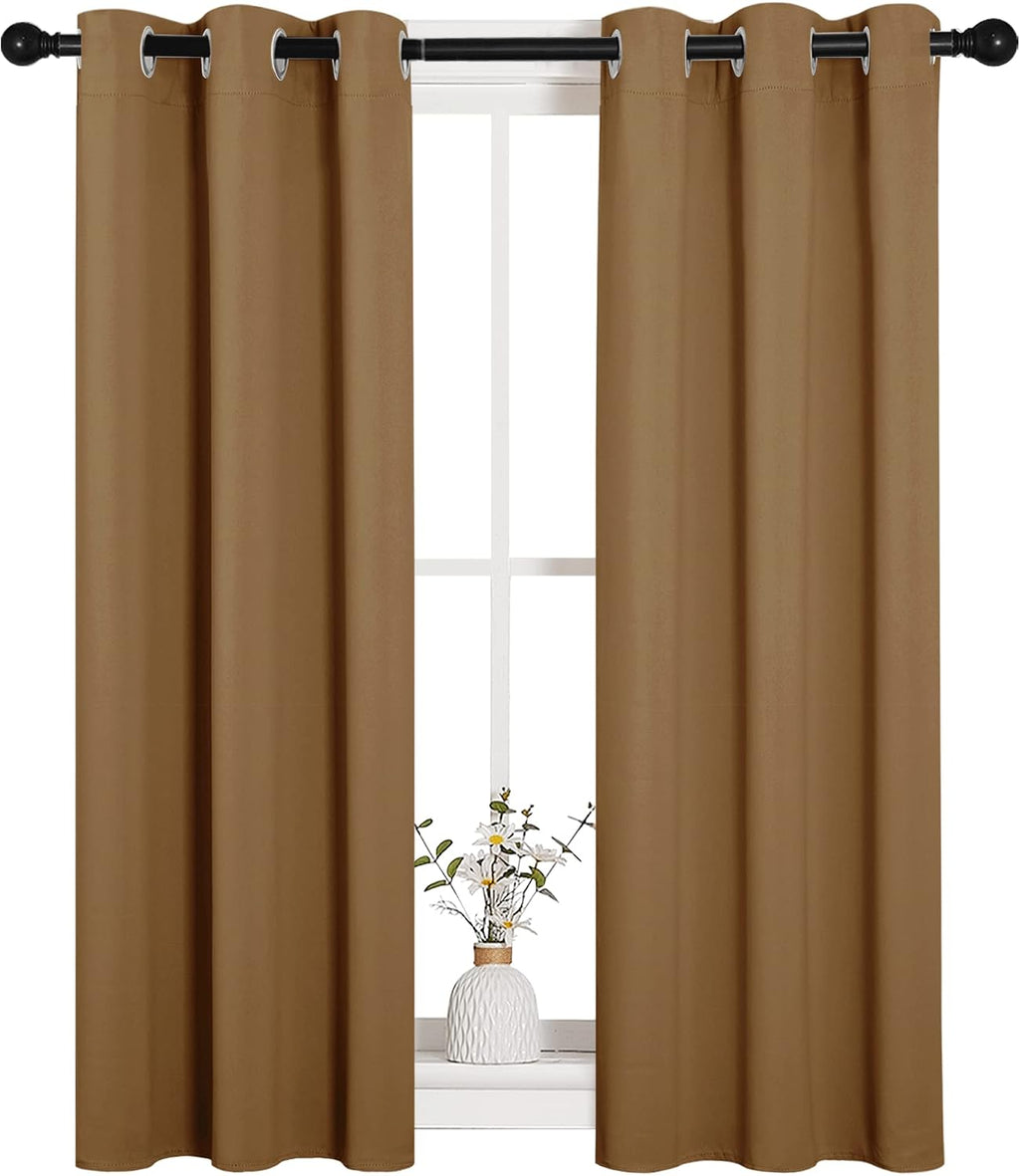 NICETOWN Sleek Blackout Curtains 40 inches Length for Small Windows, 2 Panels, Gold Brown, 29 inches Width, Noise Reducing and Block…