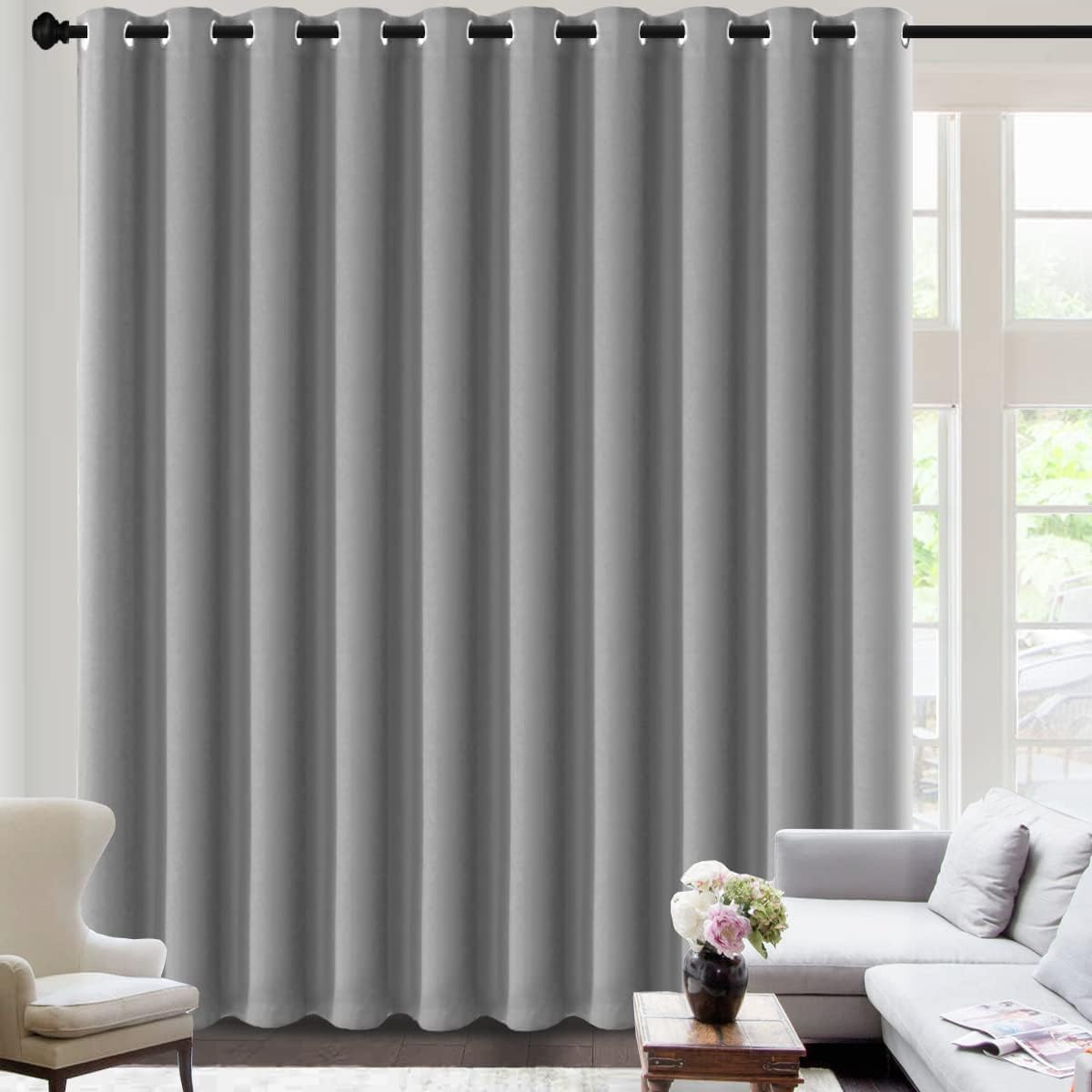 H.VERSAILTEX Blackout Curtains for Sliding Glass Door Room Divider Curtains Noise Reduce Curtain Panel Portable Window Screen S…