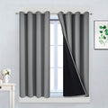 Yakamok Gray 100% Blackout Curtains 45 Inches Long, Full Light Blocking Thermal Insulated Blackout Drapes with Black Liners for Bedroom(Gre…