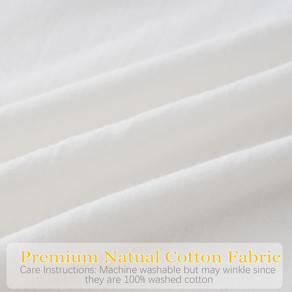Qilunn Vintage Off White Ruffle Euro Shams Shabby Farmhouse Pillow Cover 100% Washed Cotton Pillowcases Set of 2-26"x26" White 2pcs Cotton…