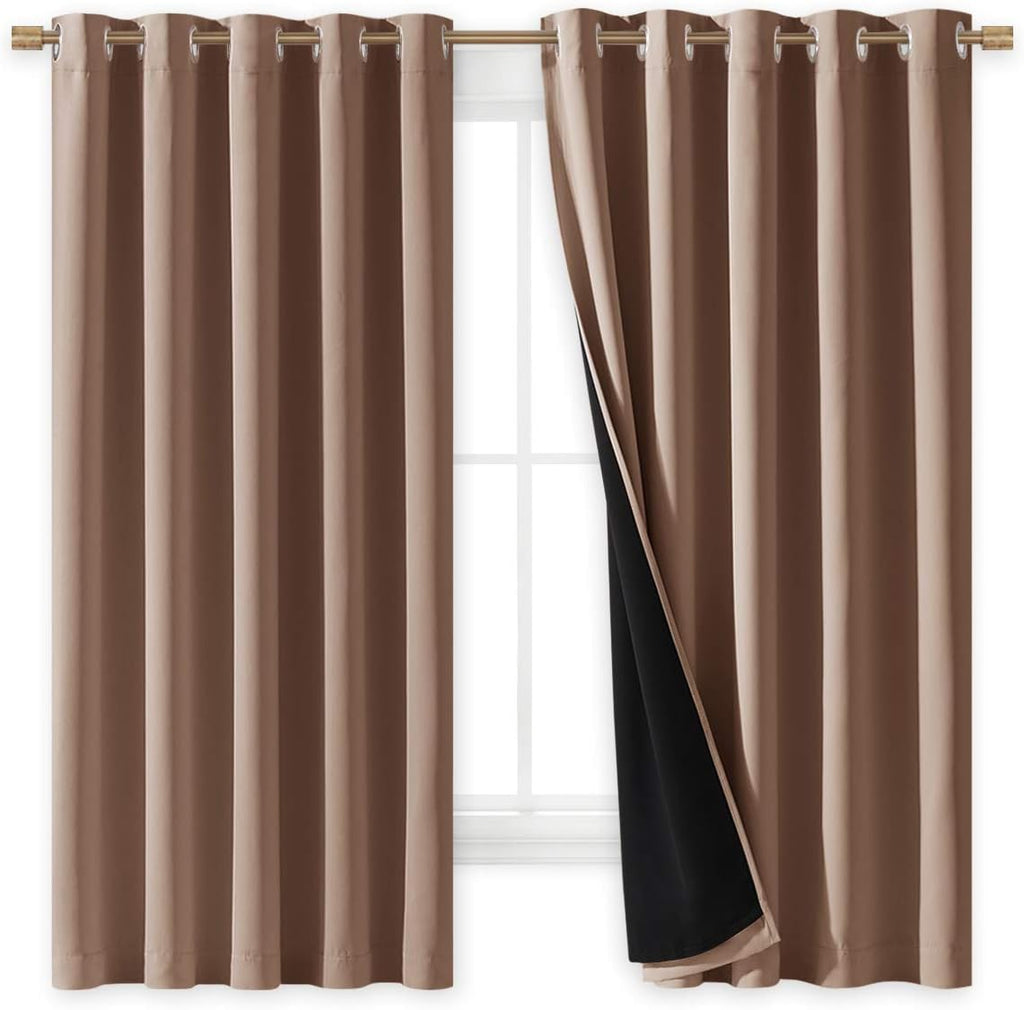 Nicetown Total Blackout Panels for Nursery, Super Soft, Heavy Duty and Thick Window Treatment Curtains 63 inches Long with Black Lined for…