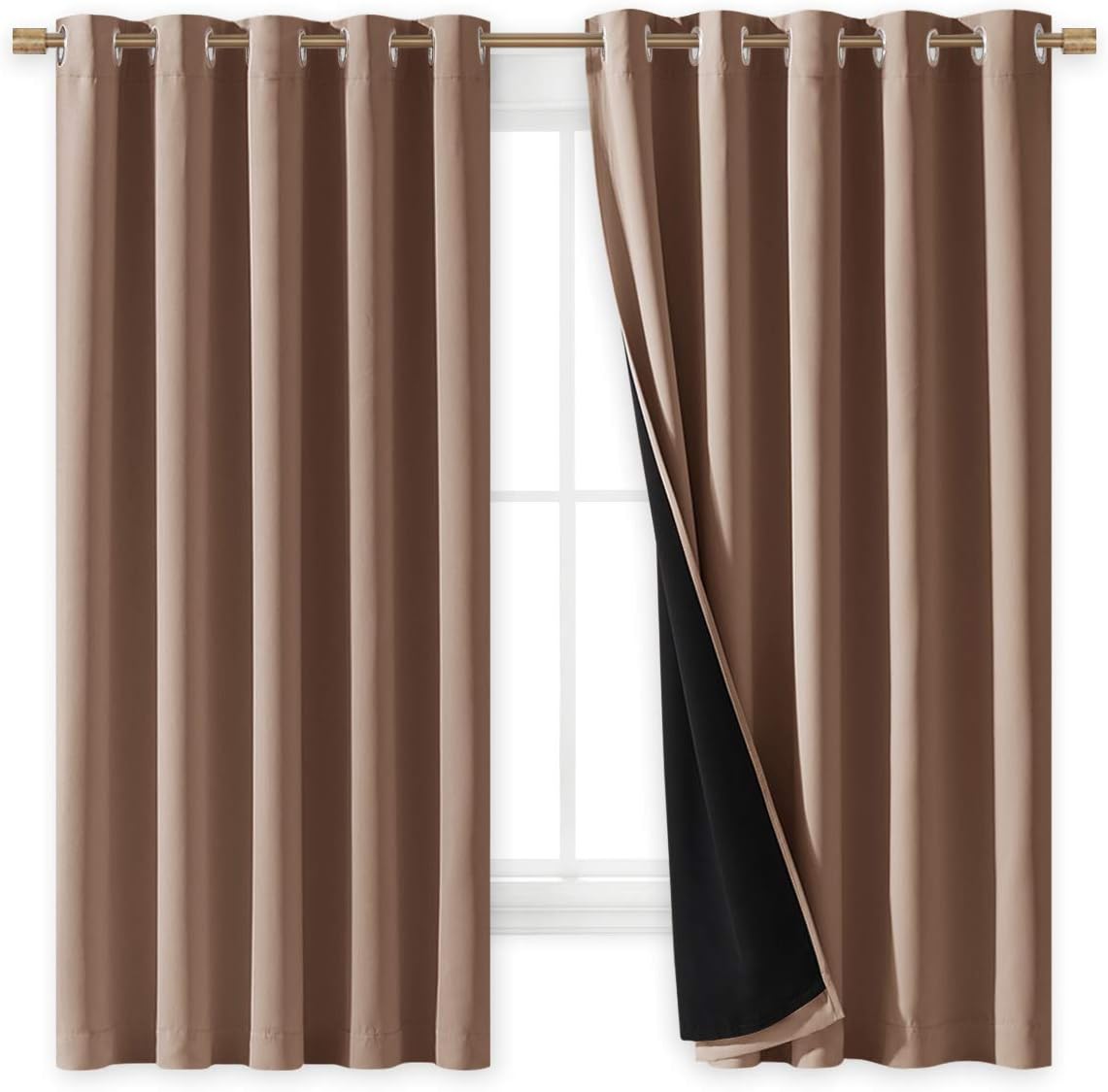 Nicetown Total Blackout Panels for Nursery, Super Soft, Heavy Duty and Thick Window Treatment Curtains 63 inches Long with Black Lined for…