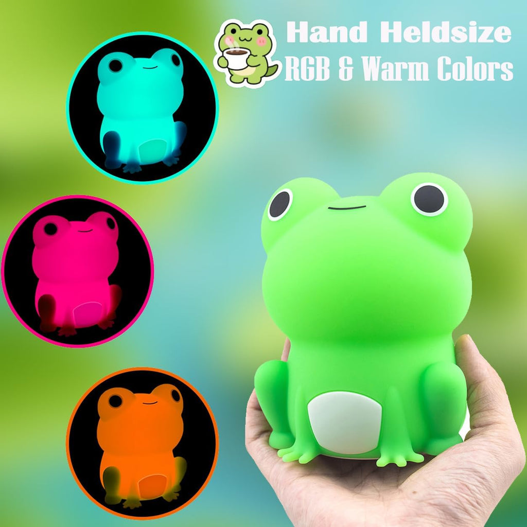 Frog Night Light, Frog Gifts, Cute Silicone Nursery Rechargeable Dimmable Bedside Lamp, Kids' Bedroom Decor, Gift for Children, Teens…