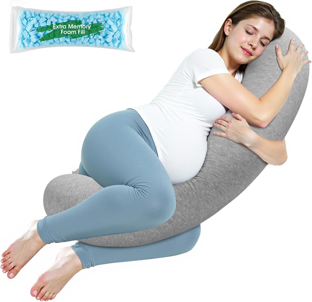 SweetSlubr Body Pillow, Pregnancy Pillows for Sleeping, C-Shaped Maternity Pillow for Pregnant Women with Adjustable Firmness, Full Body…