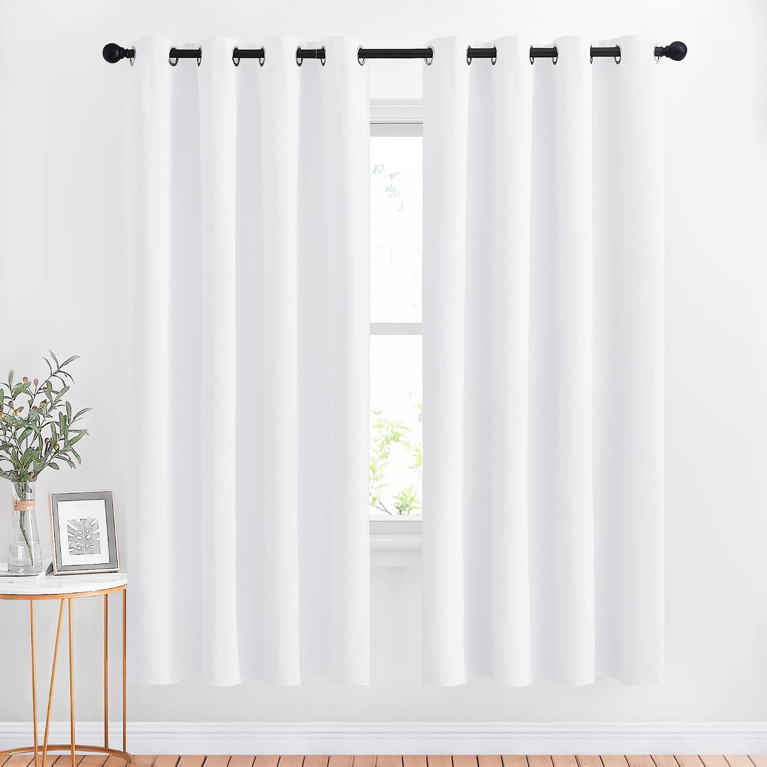 Nicetown White Room Darkening Draperies and Curtains - Home Fashion Energy Saving Grommet Top Room Darkening Drape Panels for Bedroom (Set…